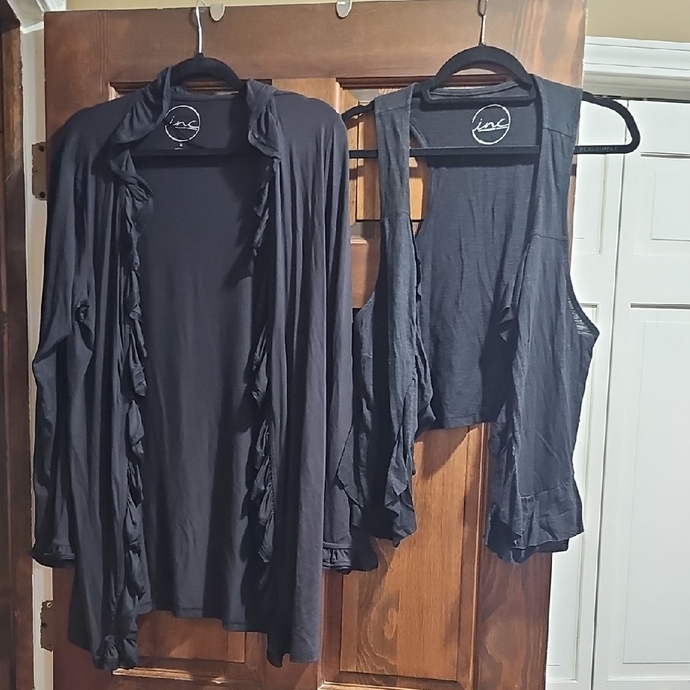 INC International Concepts Women's Black Cardigan and Top Set